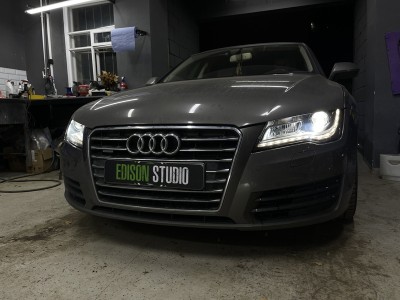 Замена линз Audi A7 4G на Bi Led MTF Cyber Light