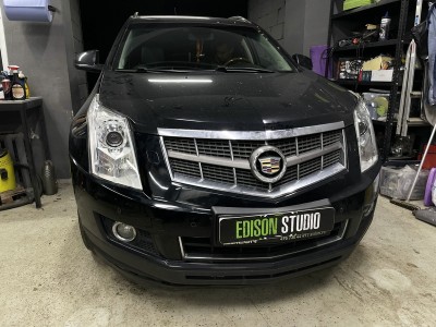 Замена линз в фарах Cadillac SRX 2-го поколения (AFS) на Bi Led MTF Technik Division
