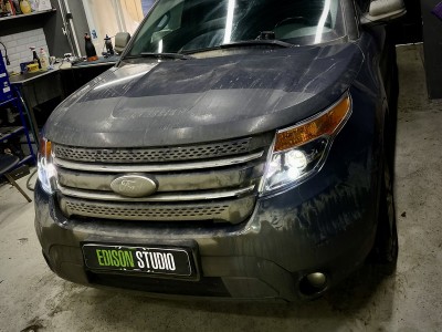Замена линз в фарах Ford Explorer 5. Установка светодиодных Bi Led модулей.