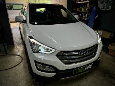 Замена линз в фарах Hyundai Santa Fe 3. Установка светодиодных Bi Led модулей.