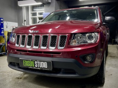 Замена линз в фарах Jeep Compass на Bi Led MTF Wide Beam