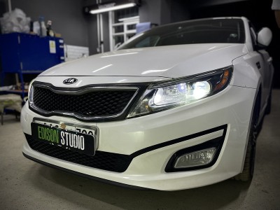 Замена линз в фарах Kia Optima 3. Установка Bi Led модулей.