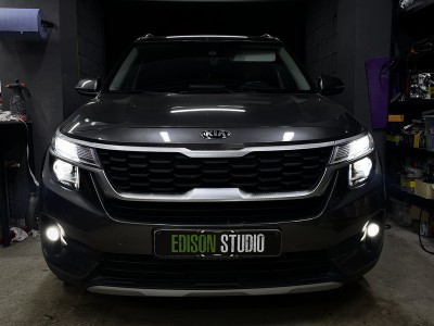 Замена линз в фарах Kia Seltos на Bi Led MTF Cyber Light