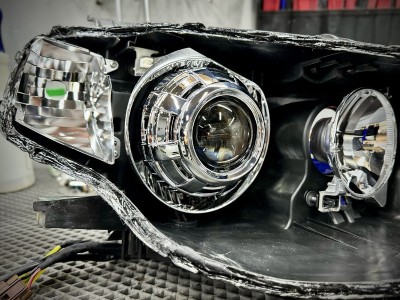 Установка Bi Led линз в фары Mitsubishi Outlander 2