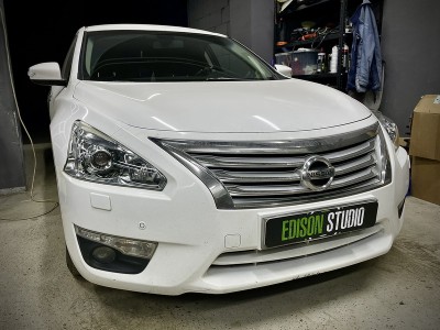 Замена линз в фарах Nissan Teana L33 на Bi Led MTF Technik Division