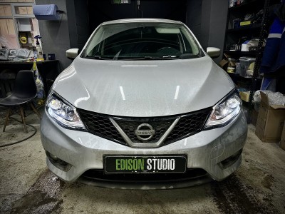 Установка Bi Led линз в фары Nissan Tiida 2-го поколения