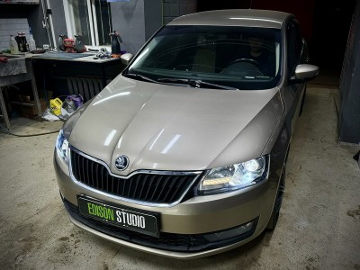 Замена линз Skoda Rapid. Установка Bi Led модулей.