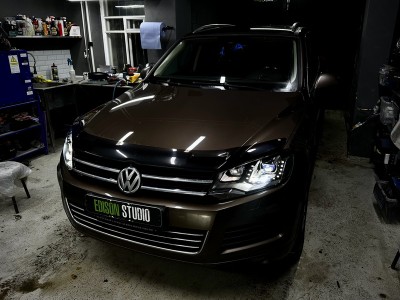Замена линз Volkswagen Touareg 2. Установка Bi Led модулей.
